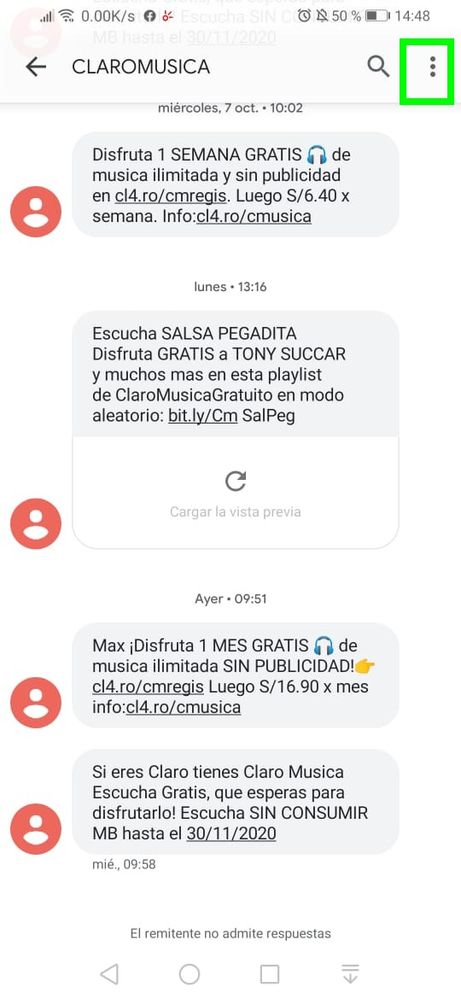 Para escuchar mensaje discount de voz claro