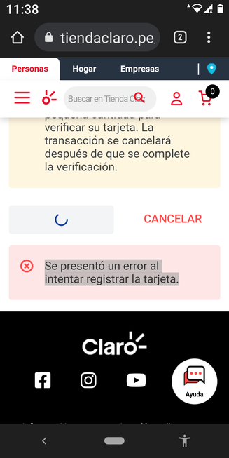 Ah qué se debe este error estoy intentando poner mi tarjeta de crédito y no me deja me sale este error a cada rato